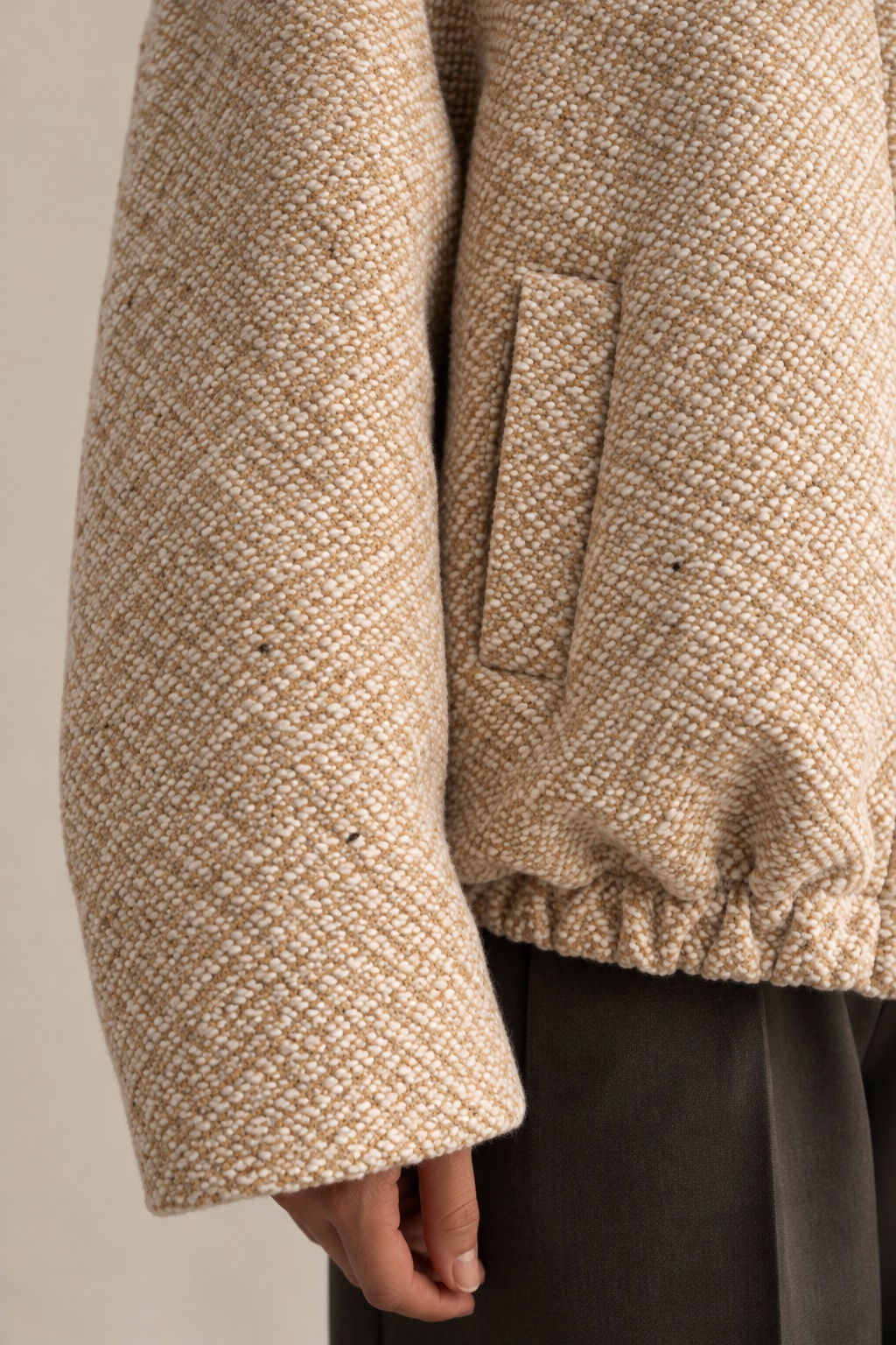 Wełniana kurtka BOMBER BEIGE - obrazek 4