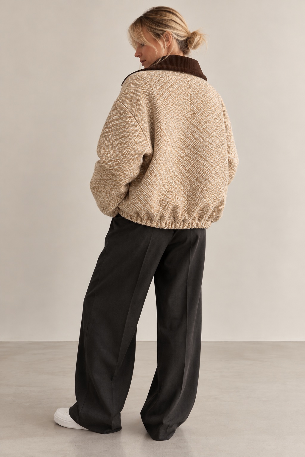Wełniana kurtka BOMBER BEIGE - obrazek 3